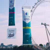 Boots Helicopters Carry Giant Liquid I.V. Sachets