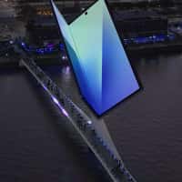 Samsung Giant Phone Unfolds on Puente de la Mujer