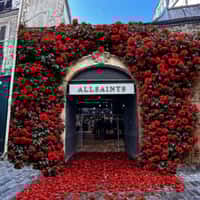AllSaints Storefront with Lush Roses Display