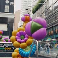 Bloomingdale's Flower Balloons Emerge from Subway Entrance