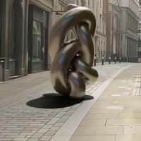 Level Shoes Huge Silver Knot Installation London