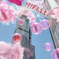 Mielle Organics Pink Bubbles and Clouds in City