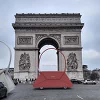 Zivera Giant Handbags Roll Past Arc de Triomphe