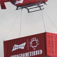 Budweiser Helicopters Airlift Boxcars Over Tower Bridge
