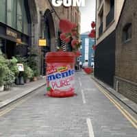 Mentos Huge Container Pops Out of Manhole