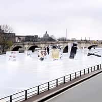 L'Oréal Groupe Beauty Products Ice Blocks on Paris River