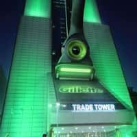 Vogue Giant Razor Slides Down Trade Tower