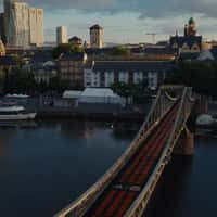 Adidas Eiserner Steg Painted with Red Stripes