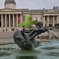 Marks & Spencer Green Chick Act as Statue in London