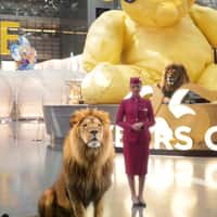 Qatar Airways Lion Roars Inside Airport