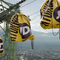 JD Sports Giant Bags Glide Across Cables in Grenoble