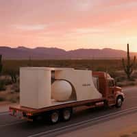 Cult Gaia Store Counter Transported by Trailer Truck