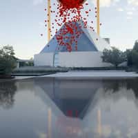Prairies & Petals Giant Gold Bucket Installation at Ismaili Centre