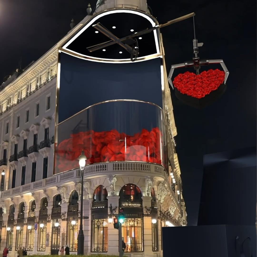 Prairies & Petals Giant Claw Machine on Centro Canalejas Facade