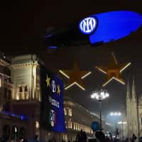 Video Inter Airship with Two Golden Stars Over Milan