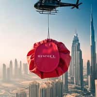 Rimmel Giant Red Bag Airlifted by Helicopter 