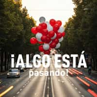 Royal Canin Red and White Balloons Float over City