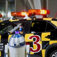 Chopin Airport X-wing Fighter Spacecraft Touches Down