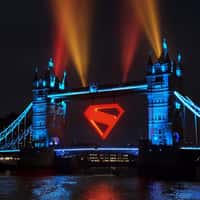 DC Giant Superman Emblem on Tower Bridge