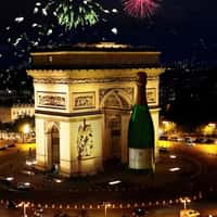 Champagne Delamotte Giant Bottle at Arc de Triomphe