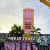 Holy Toast Giant Wrap Hanging from Crane