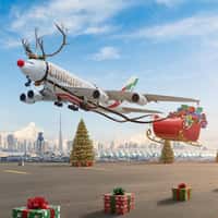 Emirates Reindeer Airplane Takes Off
