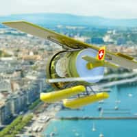 LEC Ice Cream Airplane Flies Above Swiss Waters