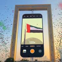 Oppo Giant Phone Hangs in Dubai Frame