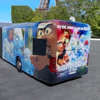 Paramount Pictures Smurfs Bus Pass by Eiffel Tower
