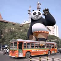 Universal Pictures Panda Riding on Bus in India