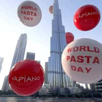 Vapiano Pasta Pops from Floating Balloons in Dubai