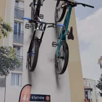 Velo Station Bikes Suspended on Facade