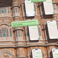 WhatsApp Giant Phones on Hawa Mahal Facade