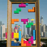 Red Bull Tetris Blocks Fall on Dubai Skyline