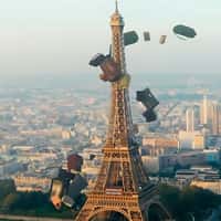 Victoria Beckham Flying Handbags at Eiffel Tower