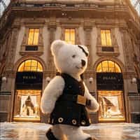 Prada Bear Walks by La Galleria Storefront 