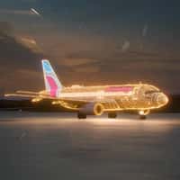 Eurowings Aircraft Adorned with Christmas Lights