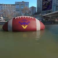 Vienna Vikings Giant Football Floats Along Danube Canal