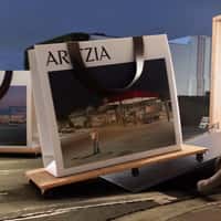 Aritzia Giant Shopping Bags Roll Across Street