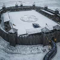 Inter Giant Anaconda Crawls Across Snow to Arena