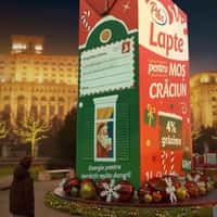 Lidl Giant Milk Carton Spinning on Platform