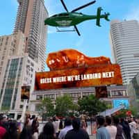 Wingstop Helicopter Descends Toward Giant Chicken