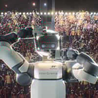 Hyundai Atlas Humanoid on Football Stadium