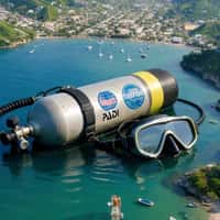 Divanga Hostel Giant Scuba Tank and Mask on Water