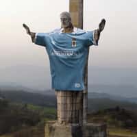 Real Oviedo Giant Jersey Worn by El Cristo Statue