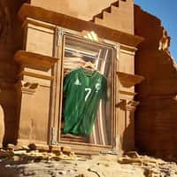 Adidas Saudi Arabia Jersey Display in Desert