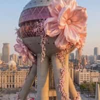 Moooi Giant Flowers Bloom on Oriental Pearl Tower