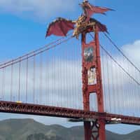 Crimson Desert Dragon on Golden Gate Bridge