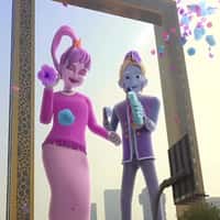 Comfort Dancing AI Characters at the Dubai Frame