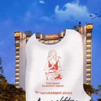 Shangri-La Giant Bib Hangs on Hotel Facade